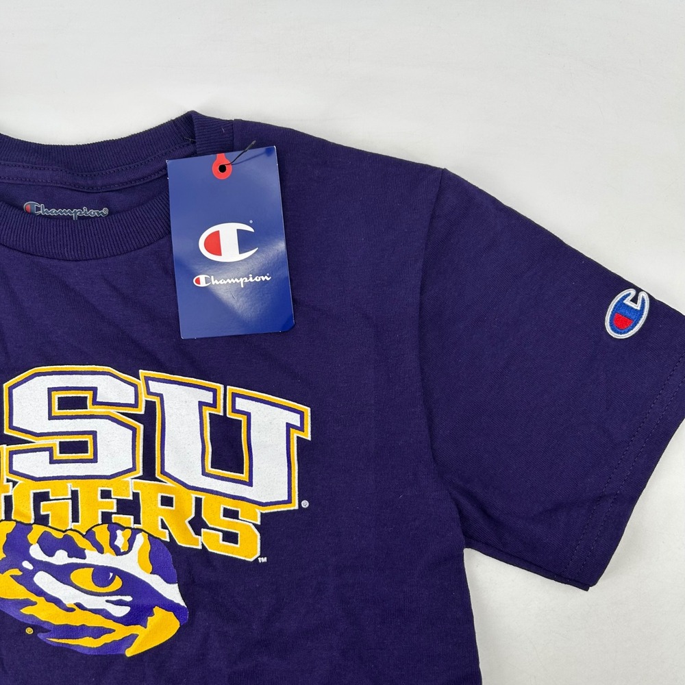 Champion LSU Tigers T-Shirt Youth Small Purple Short Sleeve NCAA New With Tags
